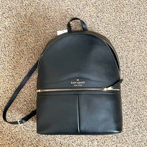 SOLD - Kate Spade Backpack, Black Leather, Laptop Section